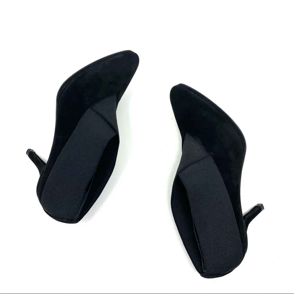 Stuart Weitzman black suede heels booties